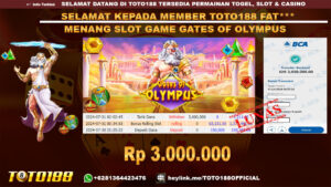 Bukti JP Kemenangan SLOT GAME GATES OF OLYMPUS 31 jul 24