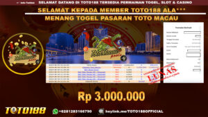Bukti JP Kemenangan TOGEL PASARAN TOTO MACAU 09 Agust 24