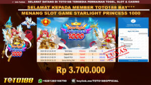 Bukti JP Kemenangan SLOT GAME STARLIGHT PRINCESS 1000 10 agust 24