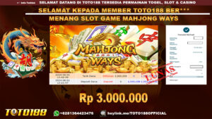 Bukti JP Kemenangan SLOT GAME MAHJONG WAYS 01 agust 24