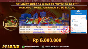 Bukti JP Kemenangan TOGEL PASARAN TOTO MACAU 01 Agust 24