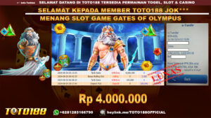 Bukti JP Kemenangan SLOT GAME GATES OF OLYMPUS 26 Agust 24