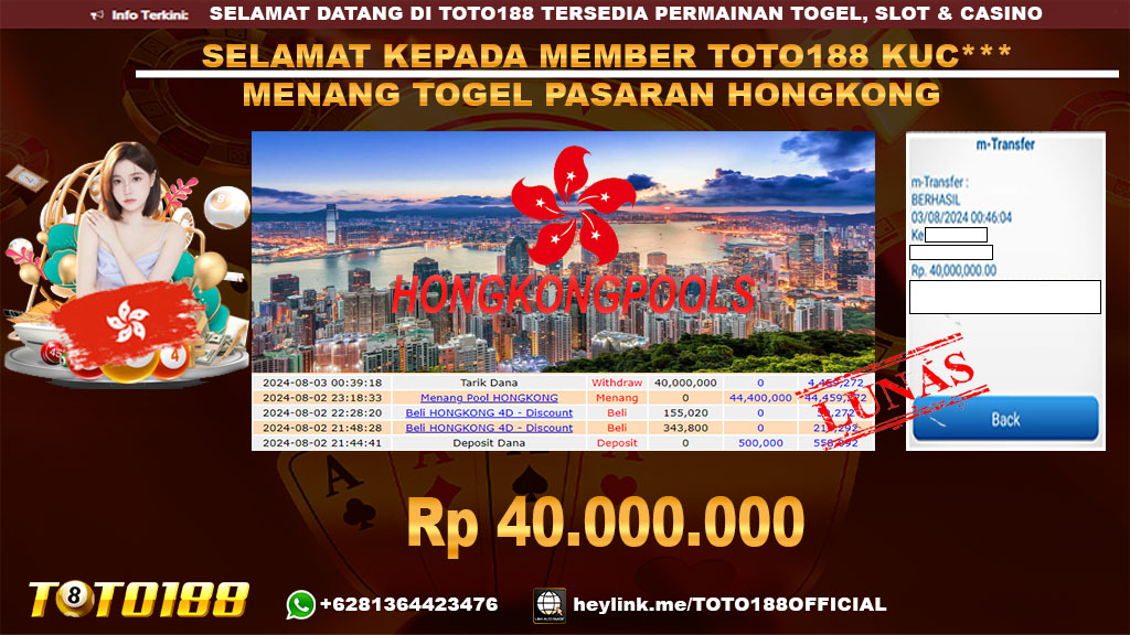 Bukti JP Kemenangan TOGEL PASARAN HONGKONG 03 agust 24