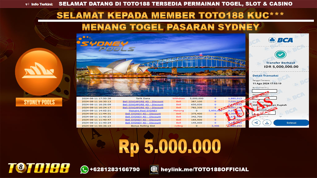 Bukti JP Kemenangan Togel Pasaran Sydney 11 Agust 24