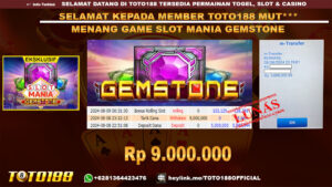 Bukti jp kemenangan game SLOT MANIA GEMSTONE 08 Agust 2024