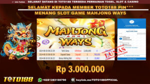 Bukti JP Kemenangan SLOT GAME MAHJONG WAYS 20 agust 24