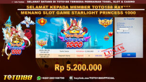 Bukti JP Kemenangan SLOT GAME STARLIGHT PRINCESS 1000 28 agust 24
