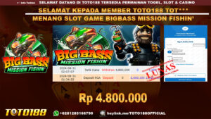 Bukti JP Kemenangan SLOT GAME BIGBASS MISSION FISHIN' 31 agust 24