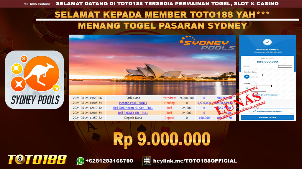 Bukti JP Kemenangan Togel Pasaran Sydney 24 Agust 24