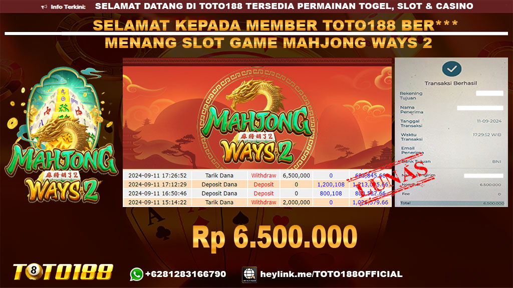 Bukti JP Kemenangan SLOT GAME MAHJONG WAYS 2 11 SEP 24