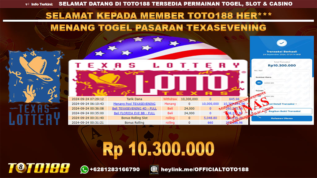Bukti JP Kemenangan TOGEL PASARAN TEXASEVENING 24 SEP 24