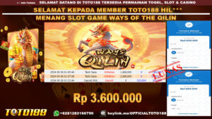 Bukti JP Kemenangan SLOT GAME WAYS OF QILIN 30 Sept 24