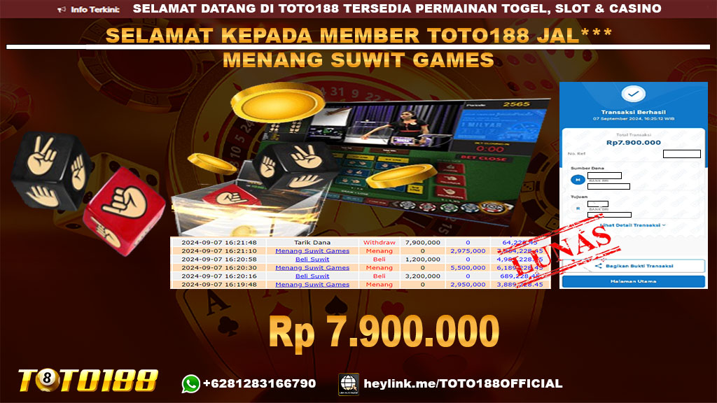 Bukti JP Kemenangan SUWIT GAMES 07 SEP 24