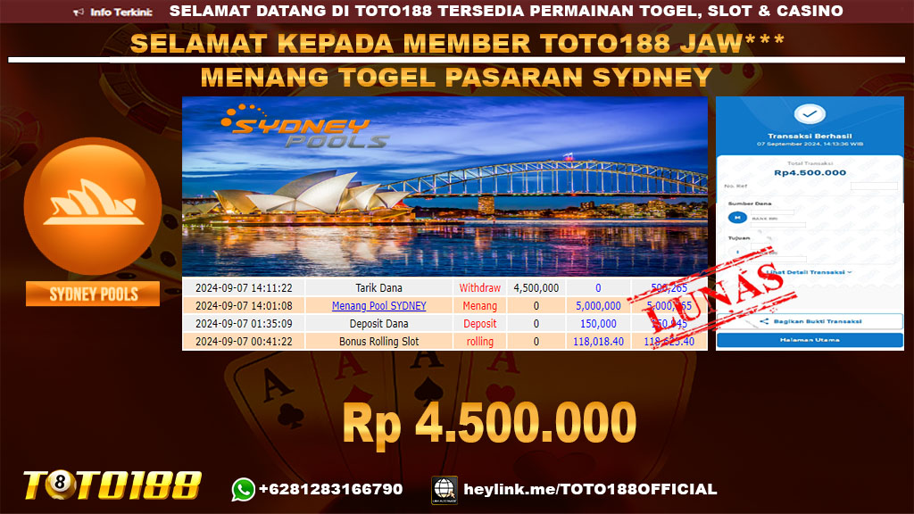 Bukti JP Kemenangan Togel Pasaran Sydney 07 sept 24