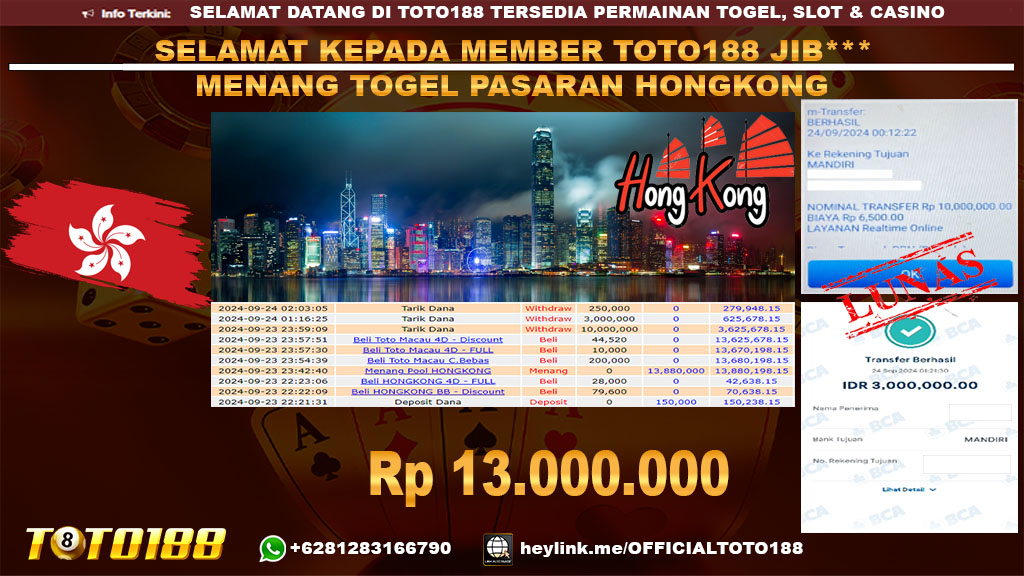 Bukti JP Kemenangan TOGEL PASARAN HONGKONG 24 SEP 24