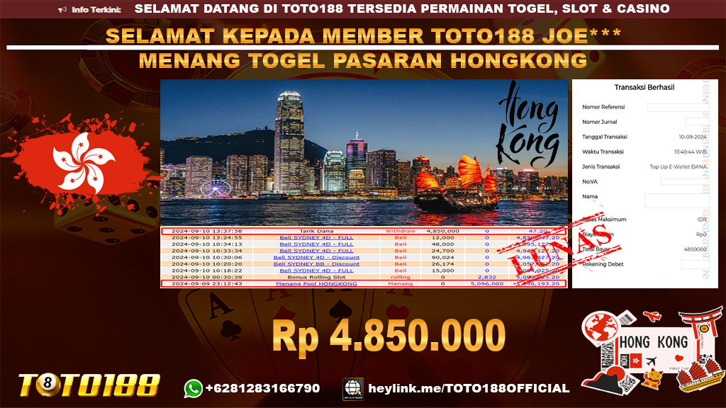 Bukti JP Kemenangan TOGEL PASARAN HONGKONG 10 SEP 24