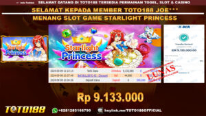 Bukti JP Kemenangan SLOT GAME STARLIGHT PRINCESS 09 sept 24