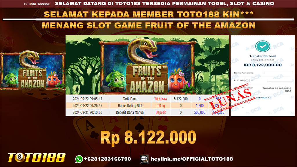 Bukti JP Kemenangan SLOT GAME FRUIT OF THE AMAZON 22 SEP 24