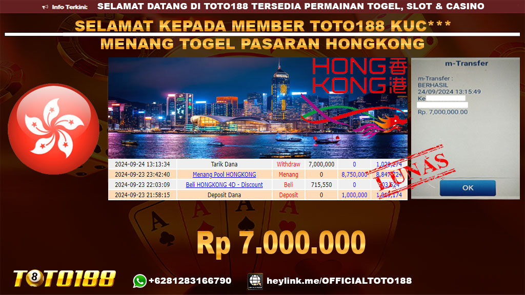 Bukti JP Kemenangan TOGEL PASARAN HONGKONG 24 SEP 24