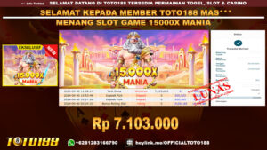 Bukti JP Kemenangan SLOT GAME 15000X MANIA 30 Sept 24
