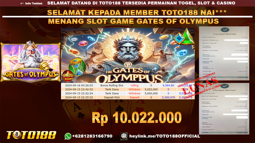 Bukti JP Kemenangan SLOT GAME GATES OF OLYMPUS 15 SEP 24