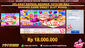 Bukti jp kemenangan game SWEET SLOT MANIA 15 SEP 2024
