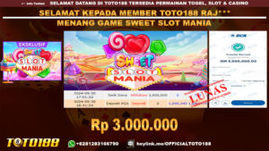 Bukti jp kemenangan game SWEET SLOT MANIA 30 SEP 2024