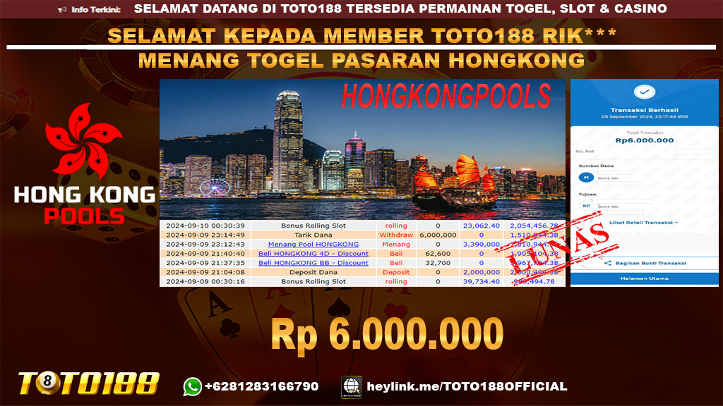 Bukti JP Kemenangan TOGEL PASARAN HONGKONG 09 SEP 24