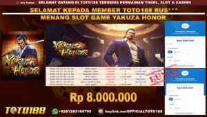 Bukti JP Kemenangan SLOT GAME YAKUZA HONOR 27 sept 24