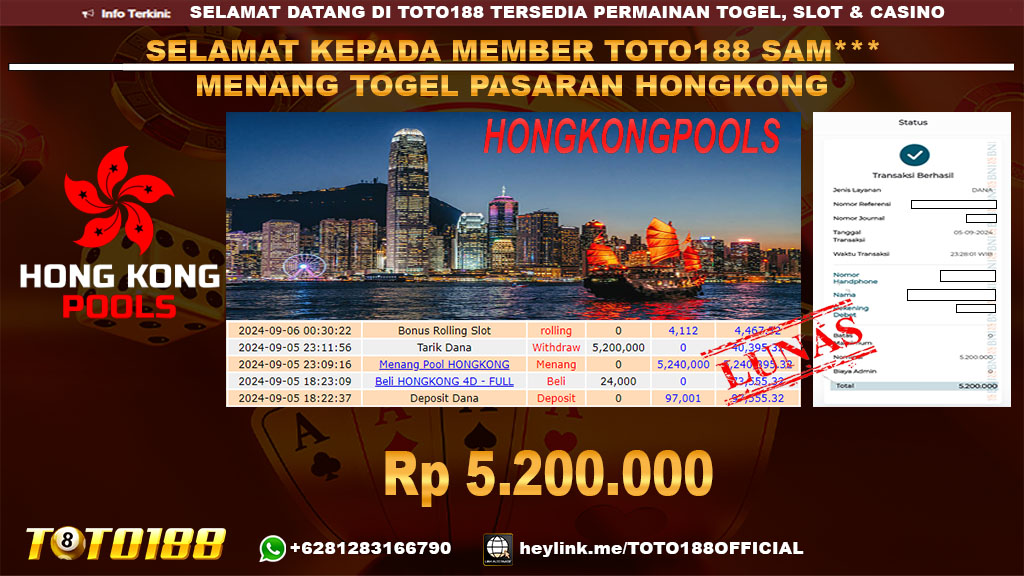 Bukti JP Kemenangan TOGEL PASARAN HONGKONG 05 SEP 24