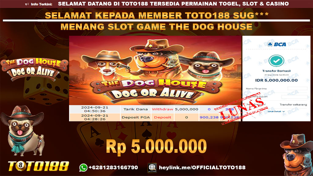 Bukti JP Kemenangan SLOT GAME DOG HOUSE 21 SEP 24