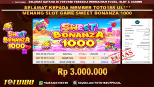 Bukti JP Kemenangan SLOT GAME SWEET BONANZA 1000 04 SEP 2024