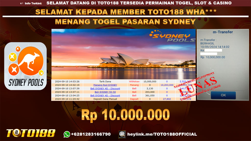 Bukti JP Kemenangan Togel Pasaran Sydney 10 sept 24