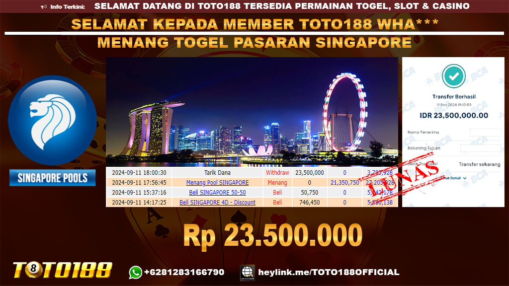 Bukti JP Kemenangan Togel Pasaran SINGAPORE 11 sept 24