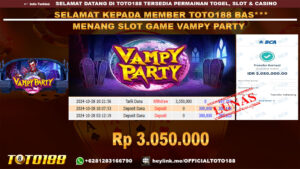 Bukti JP Kemenangan SLOT GAME VAMPY PARTY 28 OKT 24