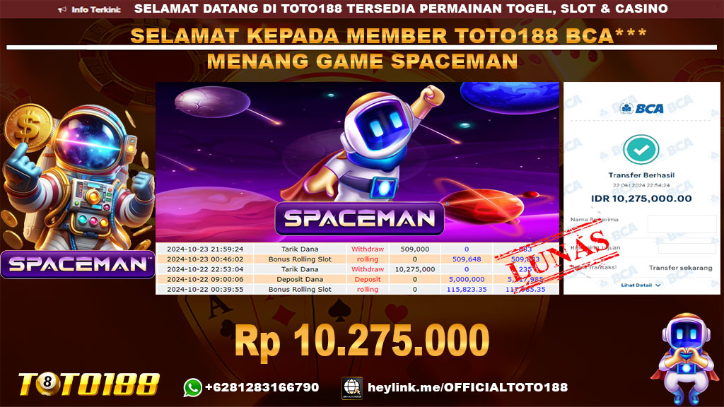 Bukti JP Kemenangan GAME SPACEMAN 22 OKT 24