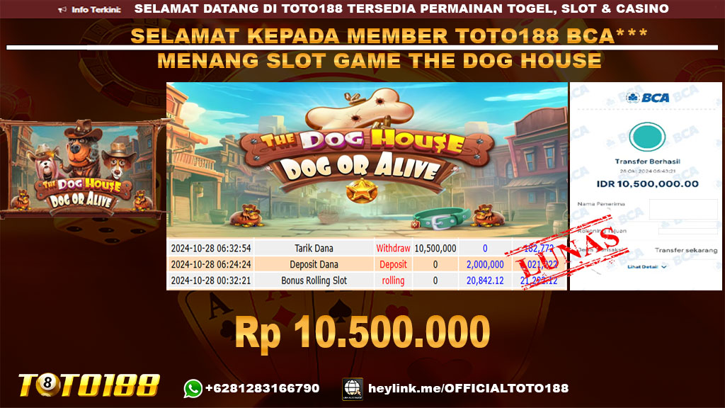 Bukti JP Kemenangan SLOT GAME THE DOG HOUSE 28 OKT 24