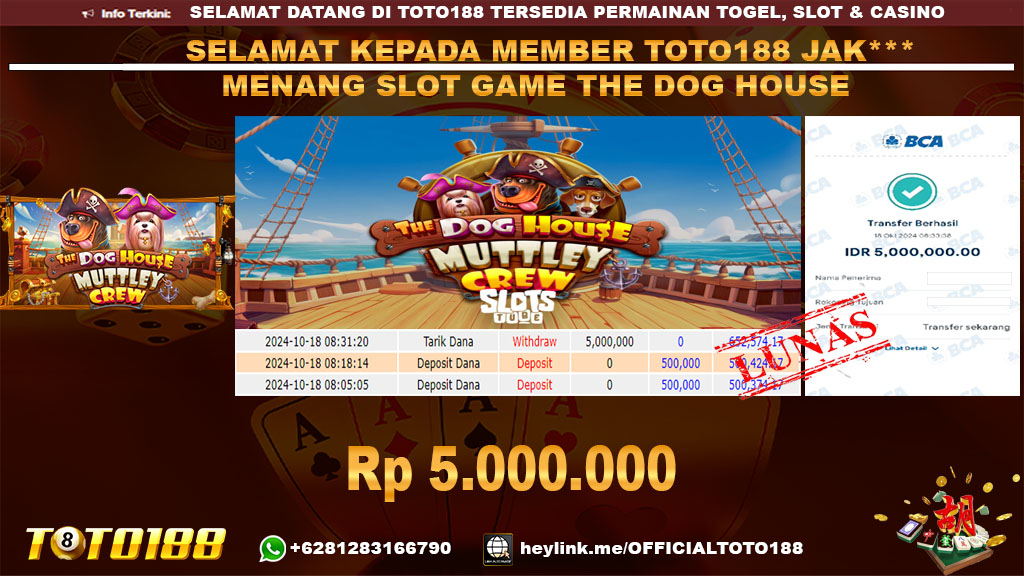 Bukti JP Kemenangan SLOT GAME THE DOG HOUSE 18 OKT 24