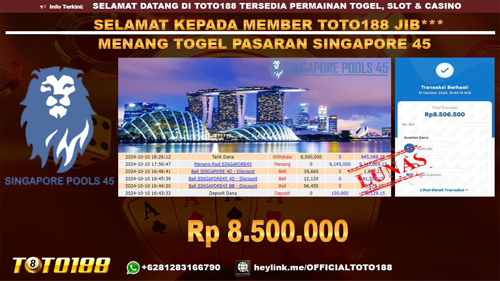 Bukti JP Kemenangan TOGEL PASARAN SINGAPORE45 10 OKT 24