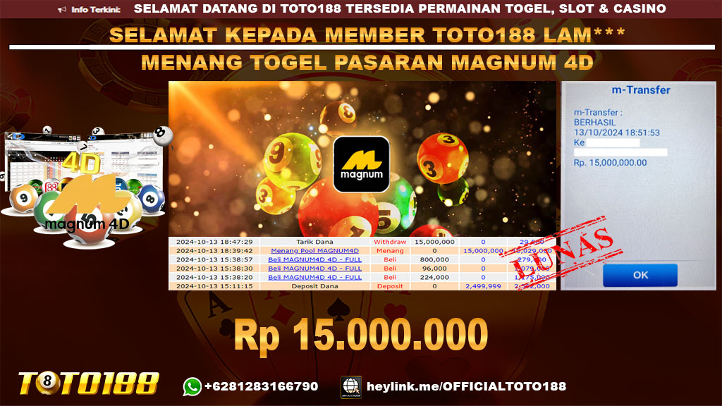 Bukti JP Kemenangan TOGEL PASARAN MAGNUM 4D 13 OKT 24