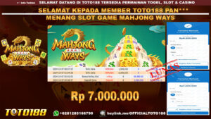 Bukti JP Kemenangan SLOT GAME MAHJONG WAYS 07 OKT 24