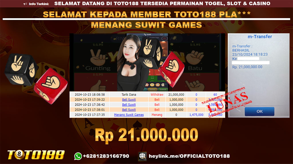 Bukti JP Kemenangan SUWIT GAMES 23 OKT 24
