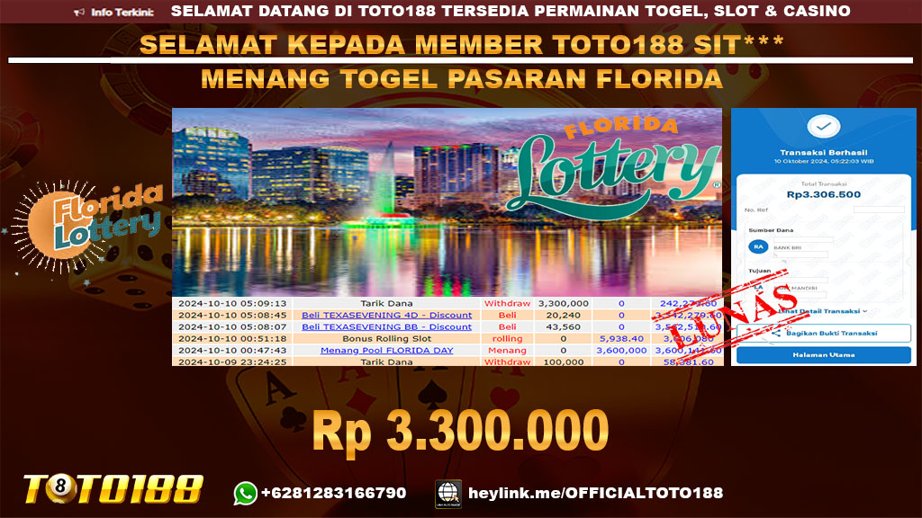 Bukti JP Kemenangan TOGEL PASARAN FLORIDA 10 OKT 24