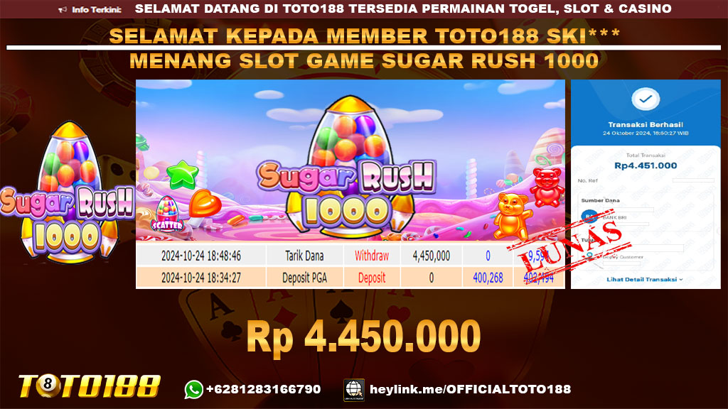 Bukti JP Kemenangan SLOT GAME SUGAR RUSH 1000 24 OKT 24