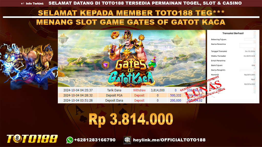 Bukti JP Kemenangan SLOT GAMEGATES OF GATOT KACA 04 OKT 24