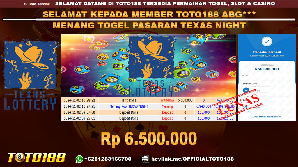 Bukti JP Kemenangan TOGEL PASARAN TEXASNIGHT 02 NOV 24