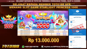 Bukti JP Kemenangan SLOT GAME STARLIGHT PRINCESS 1000 08 NOV 24