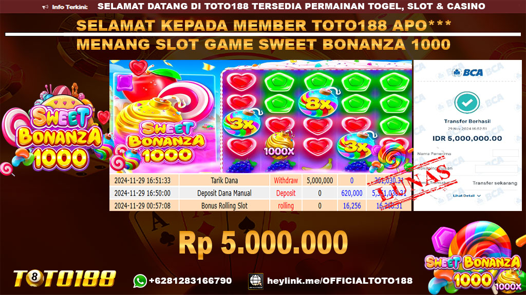 Bukti JP Kemenangan SWEET BONANZA 1000 29 NOV 2024