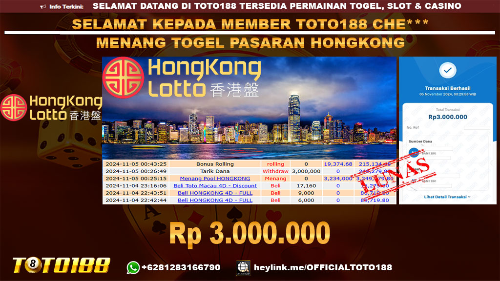 Bukti JP Kemenangan TOGEL PASARAN HONGKONG POOLS 05 NOV 24