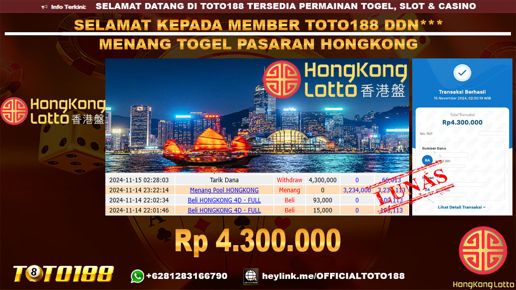 Bukti JP Kemenangan TOGEL PASARAN HONGKONG POOLS 15 NOV 24